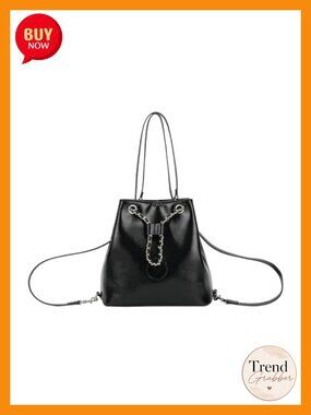 Mini Vegan Leather Drawstring Backpack Purse for Women Convertible Shoulder Bag